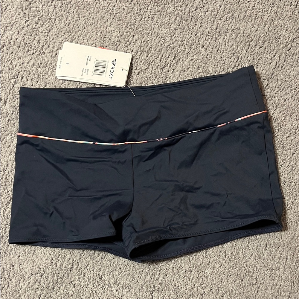 NWT Roxy Navy Swim Shorts with Multicolor Trim